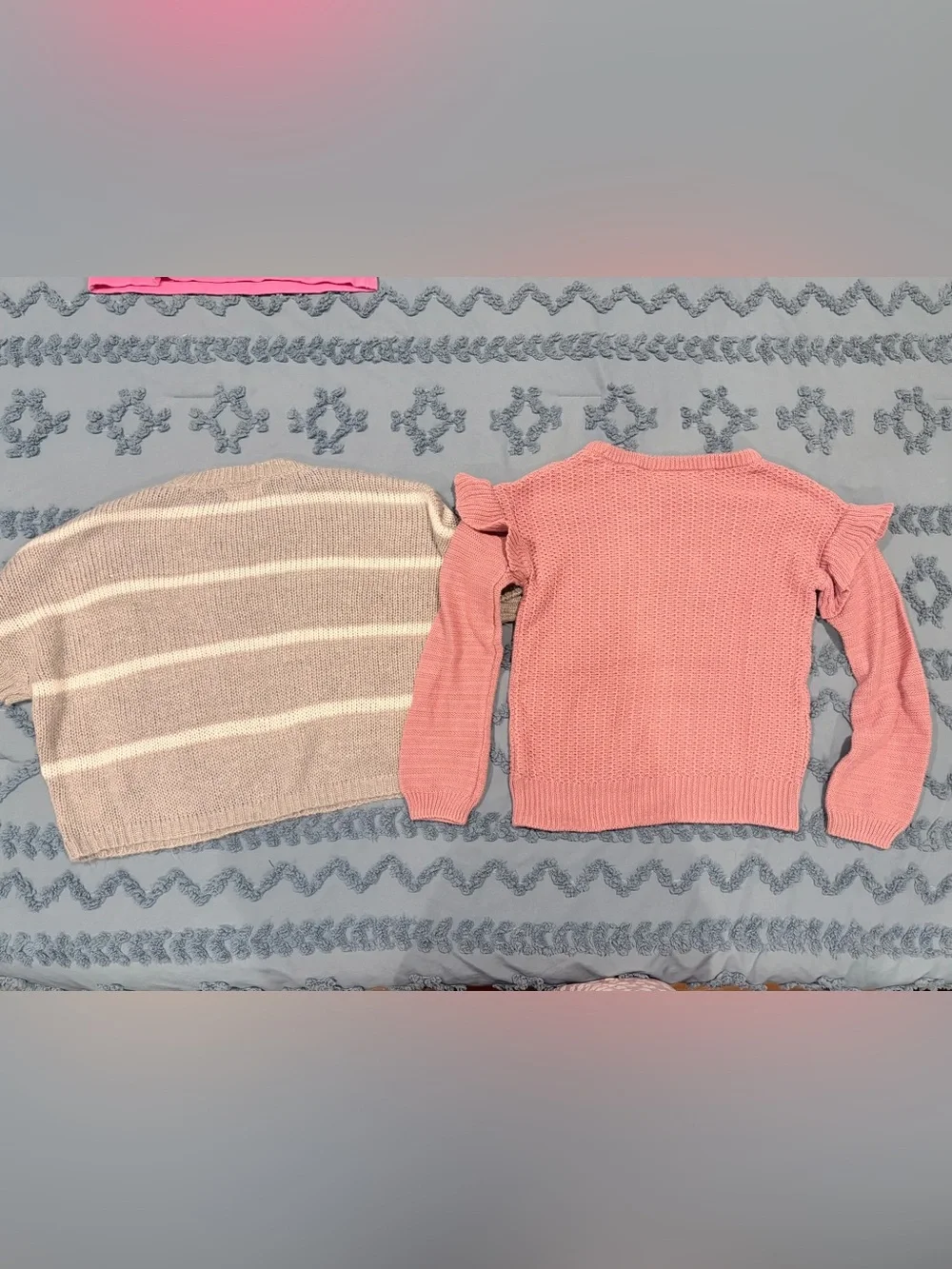 The Children’s Place Girls Sweater Bundle Size 5/6 Pink Gray Knit 2-Piece